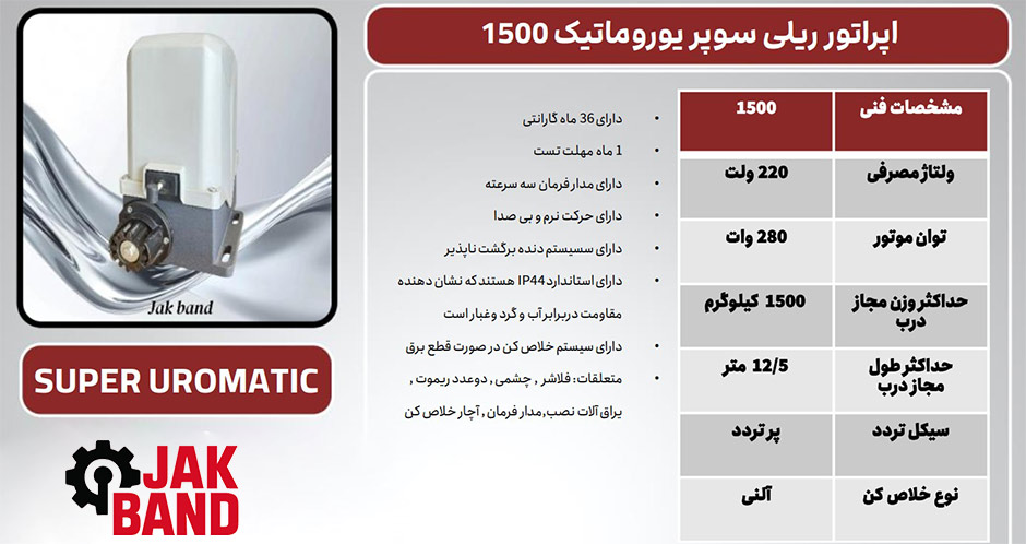 اپراتور(جک) ریلی سوپر یوروماتیک 1500 1 خرید اپراتور ریلی سوپر یوروماتیک 1500