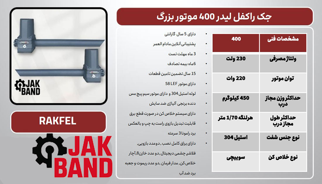 جک لیدر 400 موتور بزرگ راکفل LFE-58 1 مشخصات فنی جک پارکینگی راکفل لیدر 400 موتور بزرگ